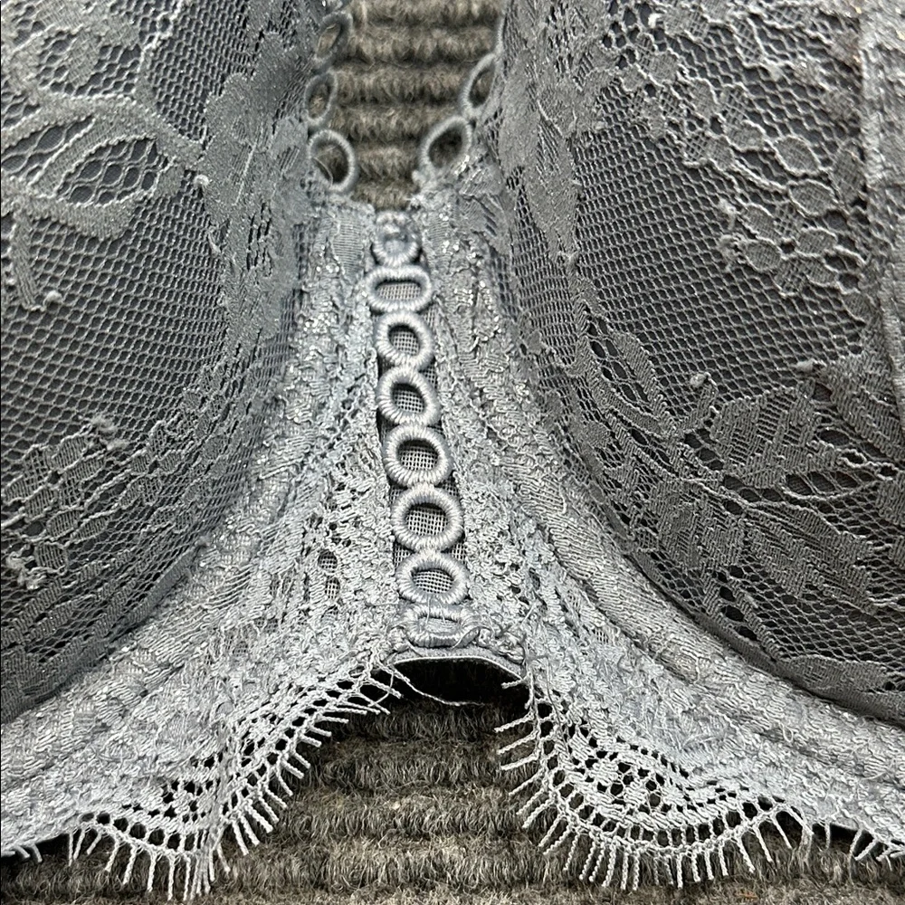 Victoria’s Secret Shimmer Lace Underwire Bra 38DDD 38F Dusty Blue-ish Gray - Picture 3 of 10